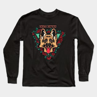 German shepherd in rose Long Sleeve T-Shirt